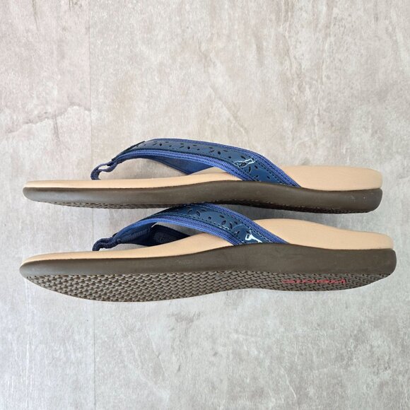 Vionic Casandra Thong Sandals Sz 10 Blue Leather Open Toe Arch Support Flip Flop - Picture 6 of 11